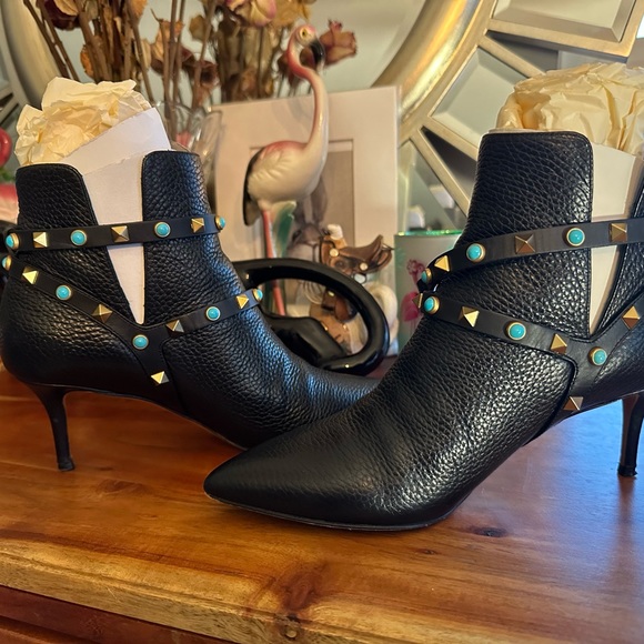 Valentino rockstud turquoise black bootie boot size 38 - Picture 5 of 15